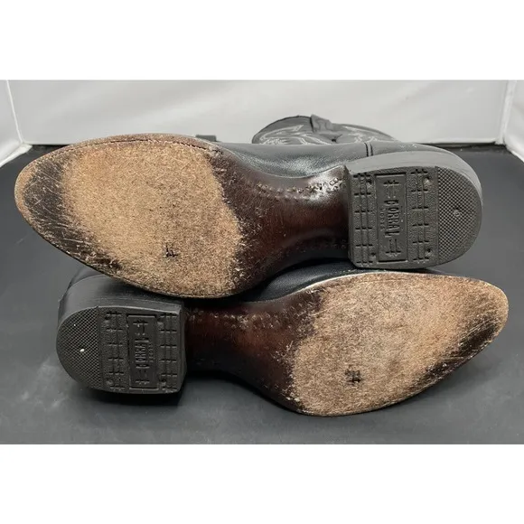 Corral Leather Cowboy Boots Black Embroidered Western Mens 8 Fast Shipping
