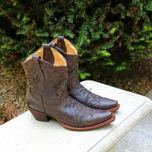 CORRAL LIZARD INLAY Brown Western Boots SIZE 9