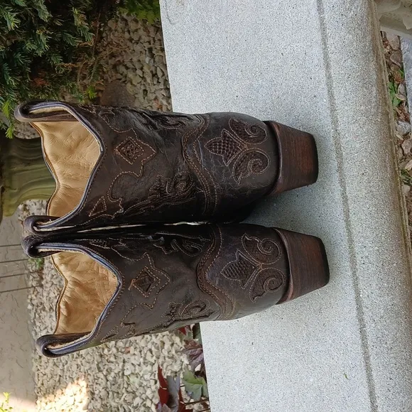 CORRAL LIZARD INLAY Brown Western Boots SIZE 9