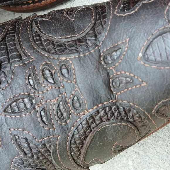 CORRAL LIZARD INLAY Brown Western Boots SIZE 9