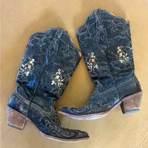 Corral Vintage Black Lizard Inlay Boots
