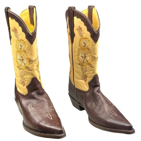 Corral Women's Brown Tan Leather Classic Western Cowgirl Boots Size US 7.5