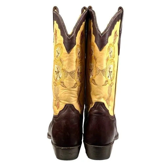 Corral Women's Brown Tan Leather Classic Western Cowgirl Boots Size US 7.5