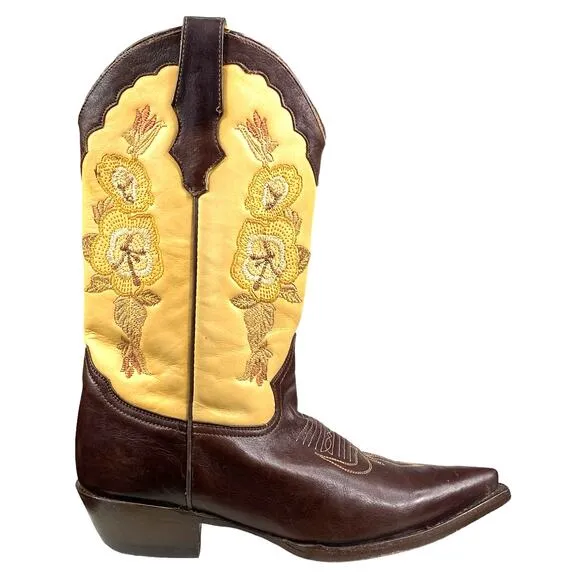 Corral Women's Brown Tan Leather Classic Western Cowgirl Boots Size US 7.5