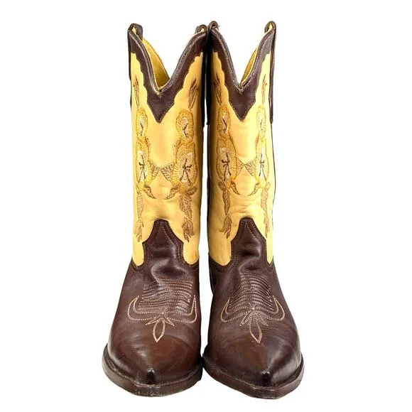 Corral Women's Brown Tan Leather Classic Western Cowgirl Boots Size US 7.5