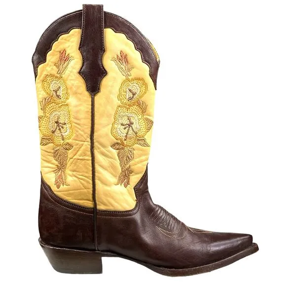 Corral Women's Brown Tan Leather Classic Western Cowgirl Boots Size US 7.5