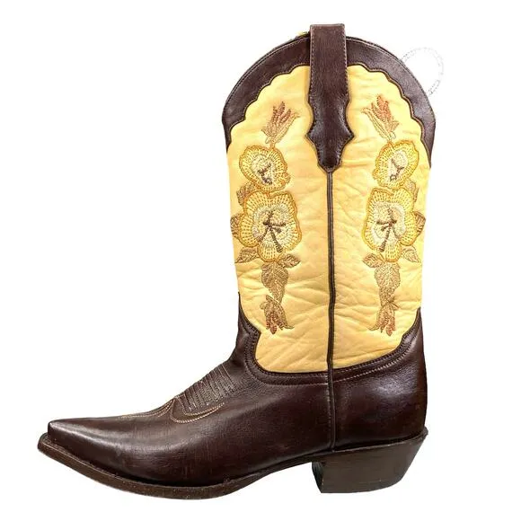 Corral Women's Brown Tan Leather Classic Western Cowgirl Boots Size US 7.5
