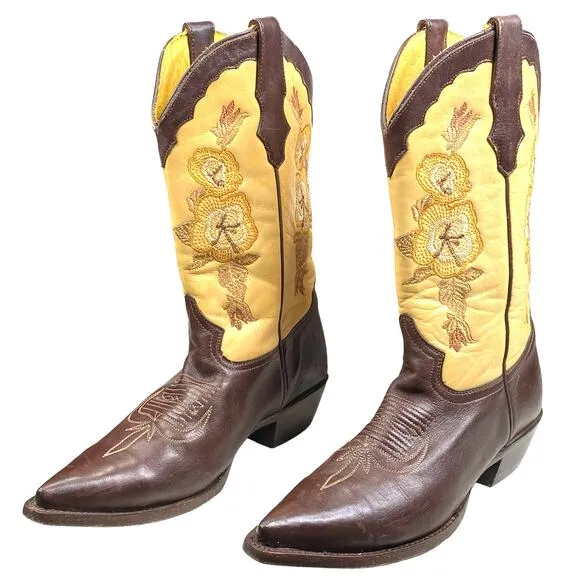 Corral Women's Brown Tan Leather Classic Western Cowgirl Boots Size US 7.5