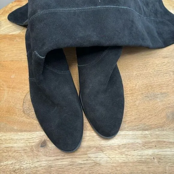 Corso Como Black Suede Leather Heeled Boots Over The Knee Size 8.5 Loval Classic