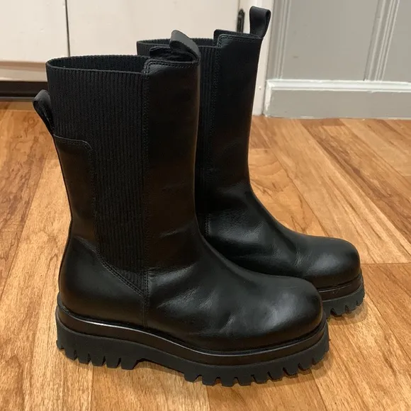 COS Black Chunky Leather Chelsea Boots