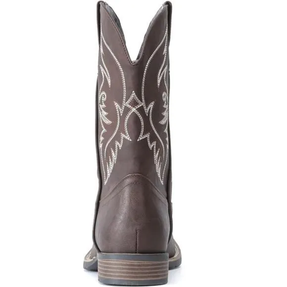 Cowboy Boots For Men Khaki | Square Toe Western Boot | Classic Embroidered