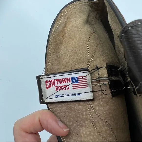 Cowtown Boots Brown Leather Cowboy Boots Wide