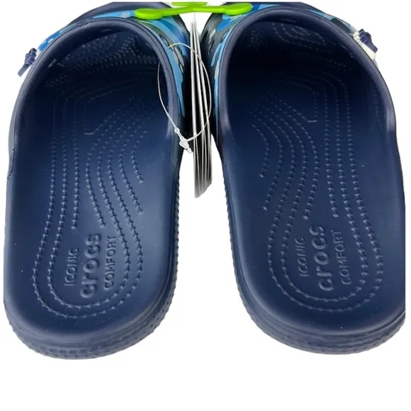 Crocs - ‘Blue Camouflage’ Classic Slide Sandals. SZ: 7,8,9,10. NWT
