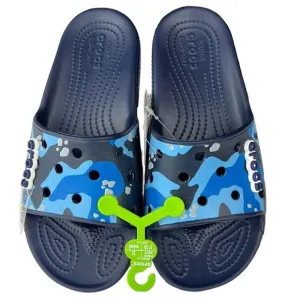 Crocs - ‘Blue Camouflage’ Classic Slide Sandals. SZ: 7,8,9,10. NWT