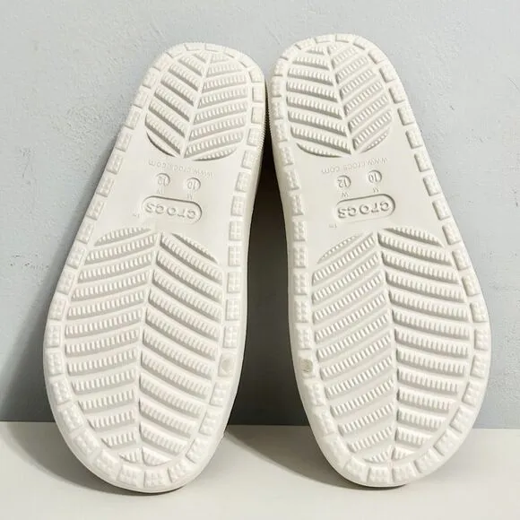 Crocs Classic Cozy Holiday Sweater Men’s Size 9-13 White Red Lined Sandals