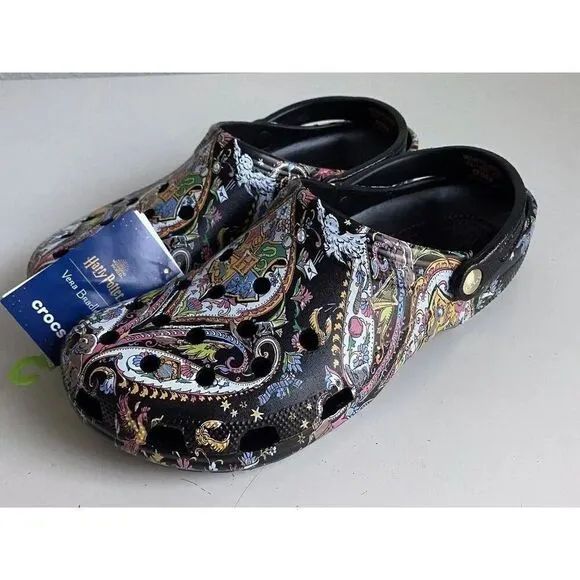 Crocs Classic Harry Potter Vera Bradley Clog Sandals Black Multi Men’s Sz 13 NEW