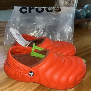 Crocs CLASSIC LINED OVERPUFF CLOGS🔥New Crocs Lava Orange Sandals Shoes‎ Sliden