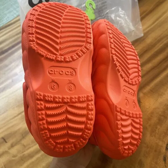 Crocs CLASSIC LINED OVERPUFF CLOGS🔥New Crocs Lava Orange Sandals Shoes‎ Sliden