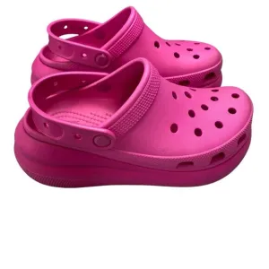 Crocs Classic Mega Crush Clog Unisex Thick Soled Sandals Pink Women Sz 7