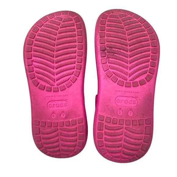 Crocs Classic Mega Crush Clog Unisex Thick Soled Sandals Pink Women Sz 7