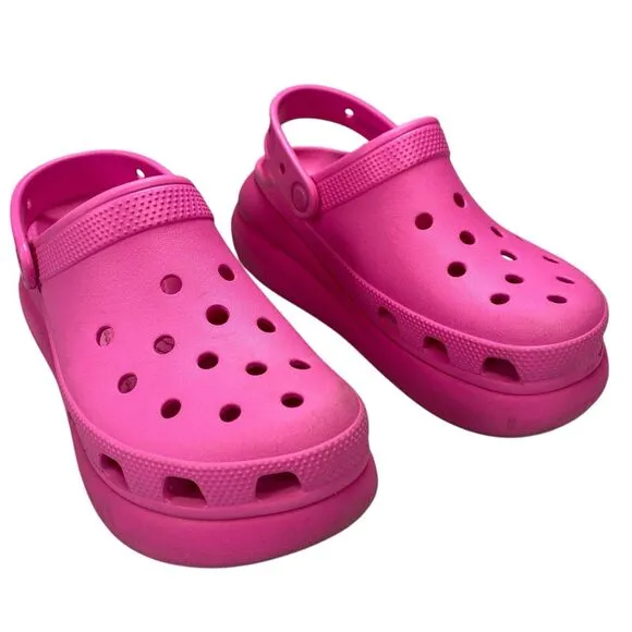 Crocs Classic Mega Crush Clog Unisex Thick Soled Sandals Pink Women Sz 7
