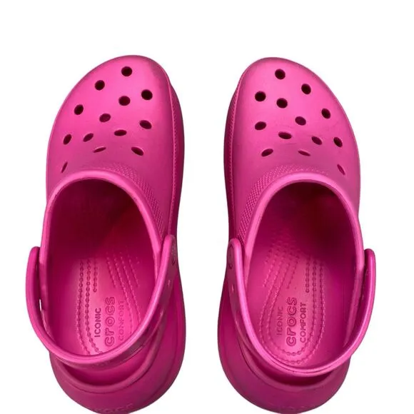 Crocs Classic Mega Crush Clog Unisex Thick Soled Sandals Pink Women Sz 7