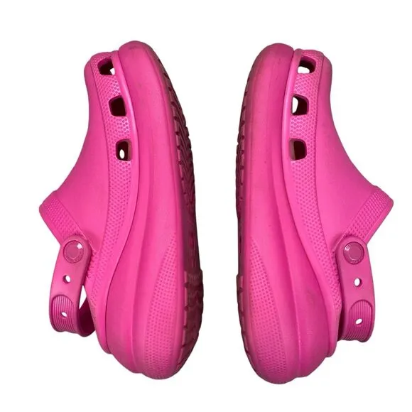 Crocs Classic Mega Crush Clog Unisex Thick Soled Sandals Pink Women Sz 7