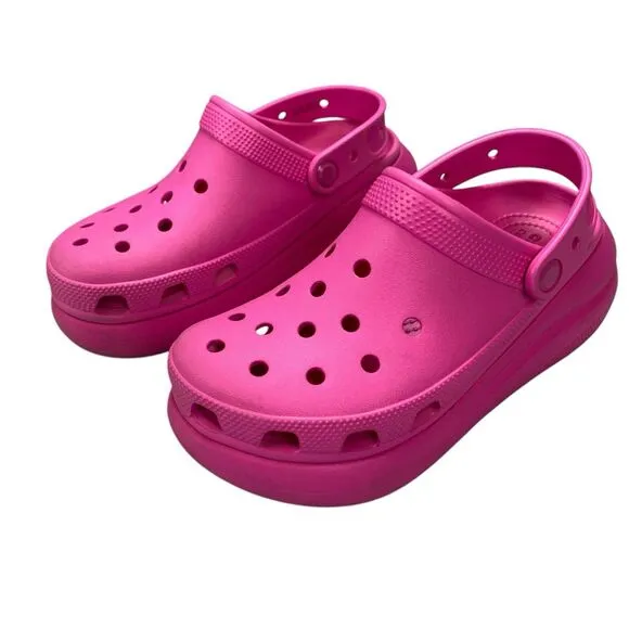 Crocs Classic Mega Crush Clog Unisex Thick Soled Sandals Pink Women Sz 7
