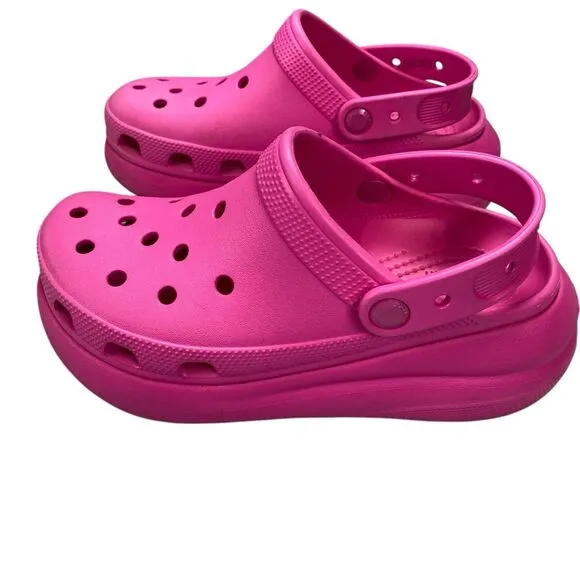 Crocs Classic Mega Crush Clog Unisex Thick Soled Sandals Pink Women Sz 7