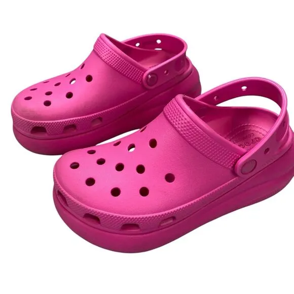 Crocs Classic Mega Crush Clog Unisex Thick Soled Sandals Pink Women Sz 7