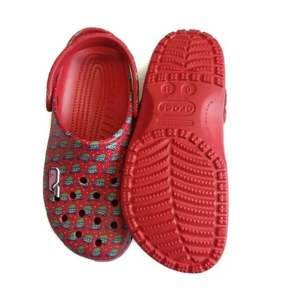 CROCS Classic Vineyard Vines Holiday Clog Sandals Mens Size 9 Womens Size 11 Red