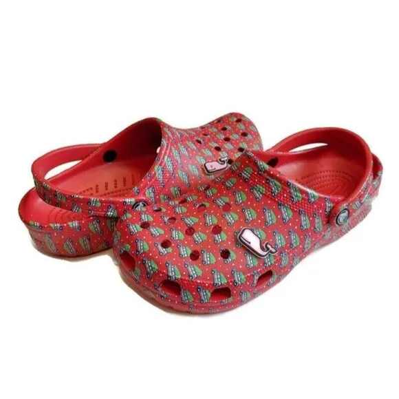 CROCS Classic Vineyard Vines Holiday Clog Sandals Mens Size 9 Womens Size 11 Red