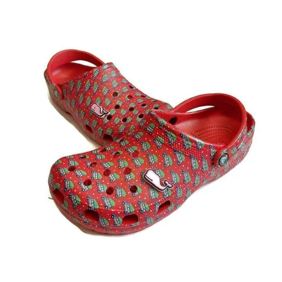 CROCS Classic Vineyard Vines Holiday Clog Sandals Mens Size 9 Womens Size 11 Red