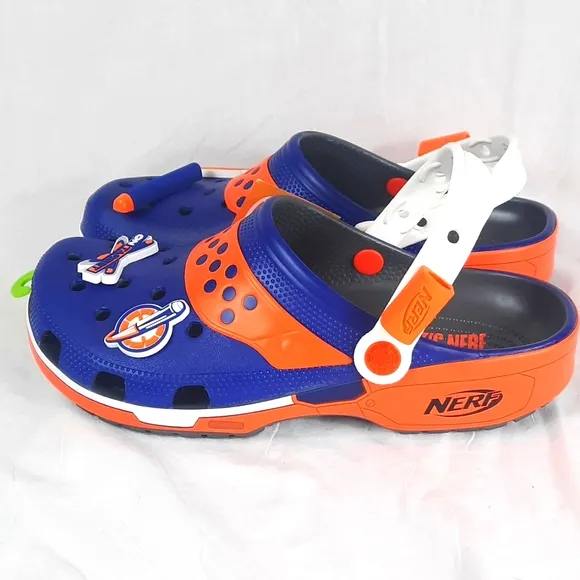 Crocs Nerf Slide Sandals with 4 Charms Unisex Adult Mens Size 8 Womens 10 NEW