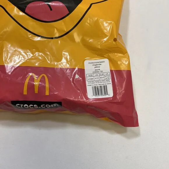 CROCS x McDonald's Birdie Sandals Men's 12 Yellow Classic Clog New Sealed Bag