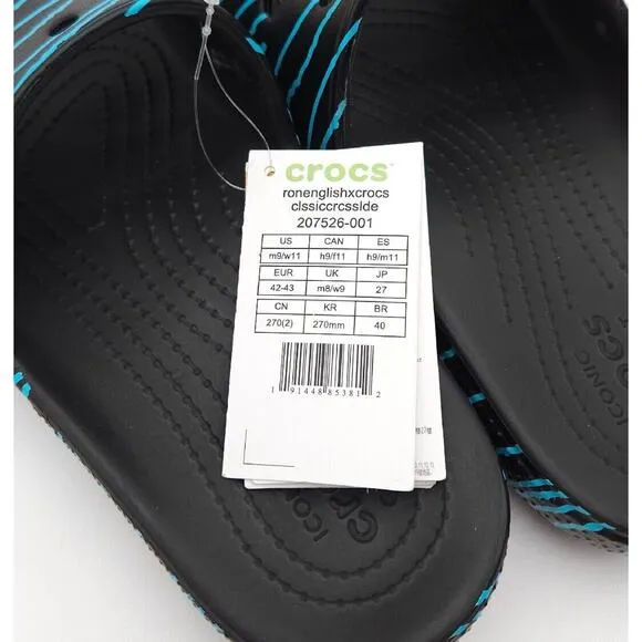 Crocs x Ron English Classic Slide (Mens 9 Womens 11) Sandals Flip Flops‎ Black