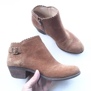 CROWN &amp; IVY Kaylen chestnut suede zip ankle booties