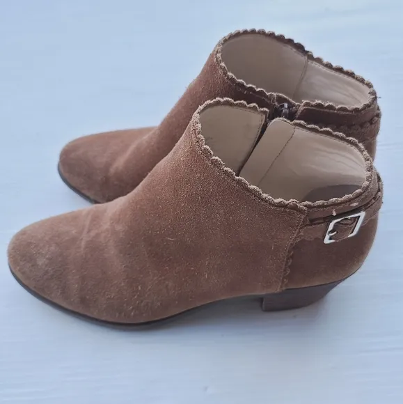 CROWN &amp; IVY Kaylen chestnut suede zip ankle booties
