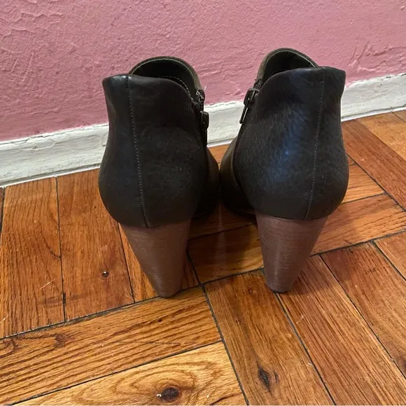 Crown Vintage Naydine Olive Green Suede and Faux Leather High Heel Ankle Boots