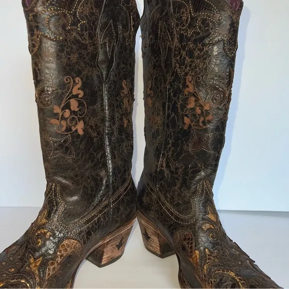 Cuadra Cowgirl Womens Boots Cowhide and Python Leather size 7