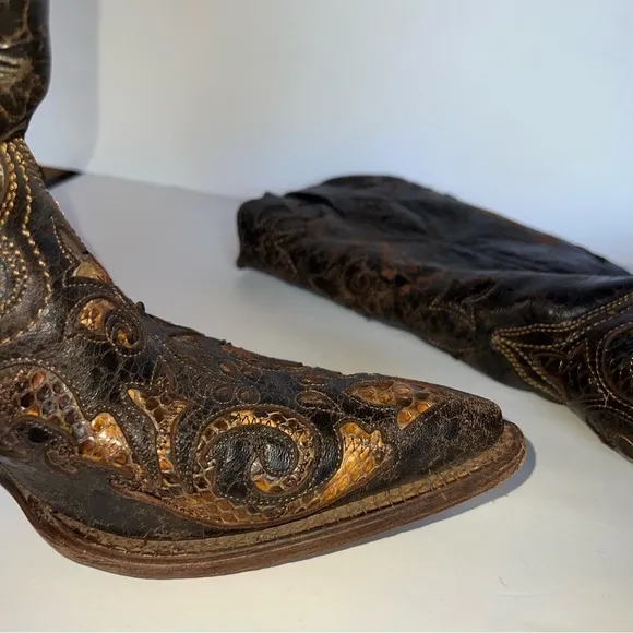 Cuadra Cowgirl Womens Boots Cowhide and Python Leather size 7