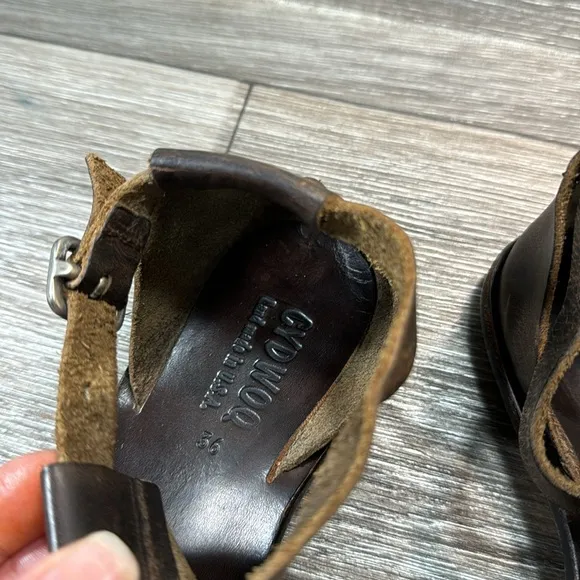 CYDWOQ brown leather sandals made in USA woman’s size 36 (d95)