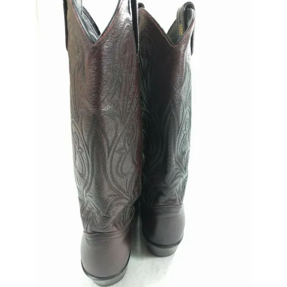 Dan Post Burgundy Leather Pull On Boots Men's 8 M