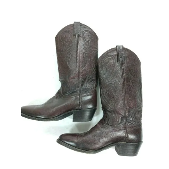Dan Post Burgundy Leather Pull On Boots Men's 8 M