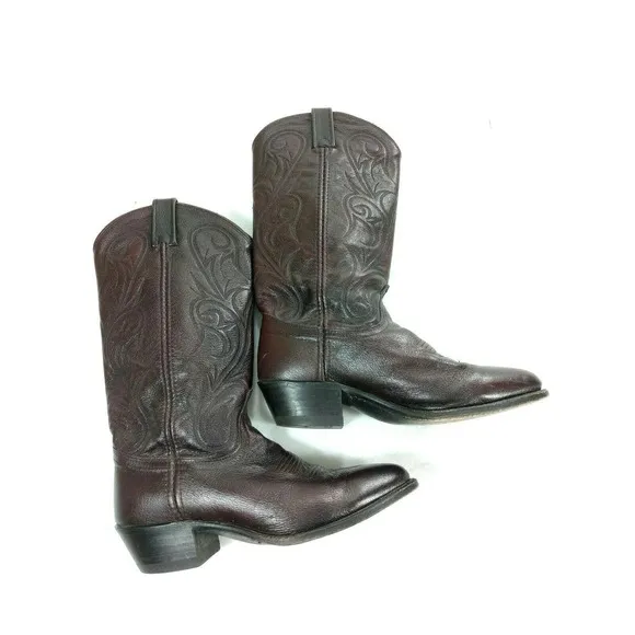 Dan Post Burgundy Leather Pull On Boots Men's 8 M