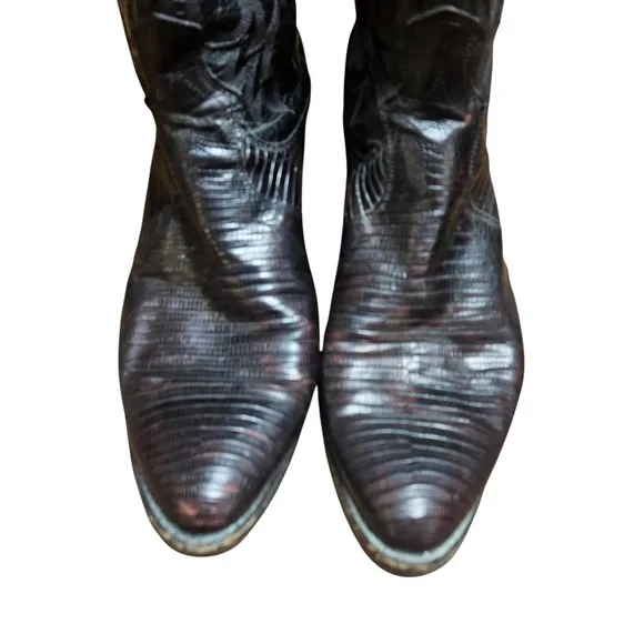 Dan Post Cherry Teju Lizard &amp; Leather Western Boots Mens 13 D Cowboy Rodeo 16731