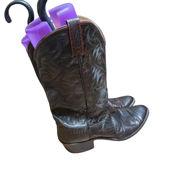 Dan Post Cherry Teju Lizard &amp; Leather Western Boots Mens 13 D Cowboy Rodeo 16731