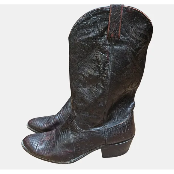 Dan Post Cherry Teju Lizard &amp; Leather Western Boots Mens 13 D Cowboy Rodeo 16731