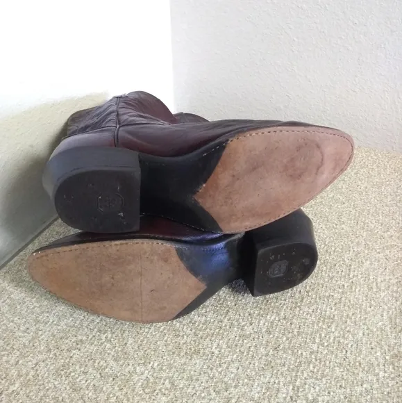 Dan Post Dark Cherry Leather Cowboys Boots