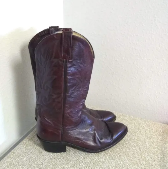 Dan Post Dark Cherry Leather Cowboys Boots